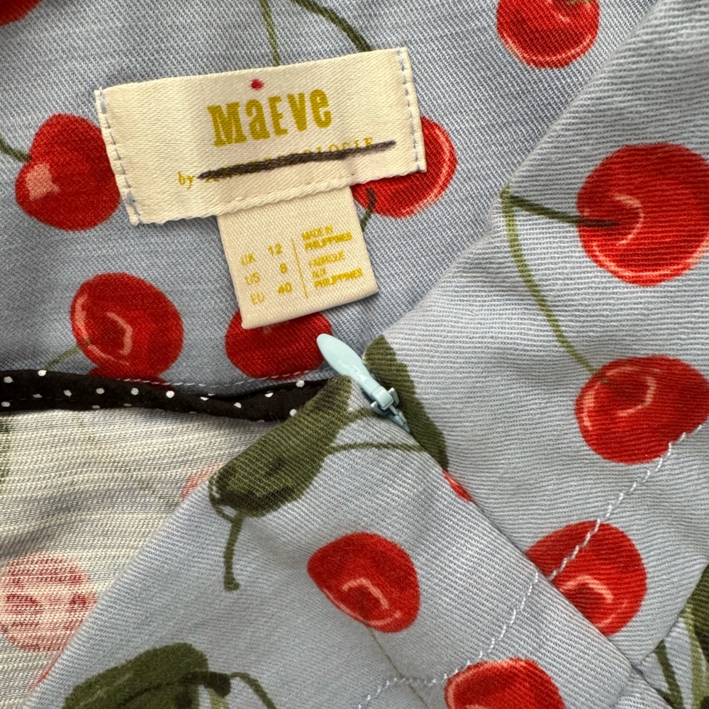 Anthropologie Maeve Wide Leg Cherry Print Pants - Size 8 - Picture 6 of 8